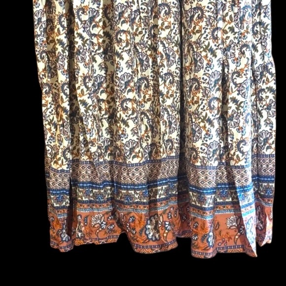 NWT-Bohemian Floral Maxi Dress with Orange and Blue Accents - Picture 11 of 13
